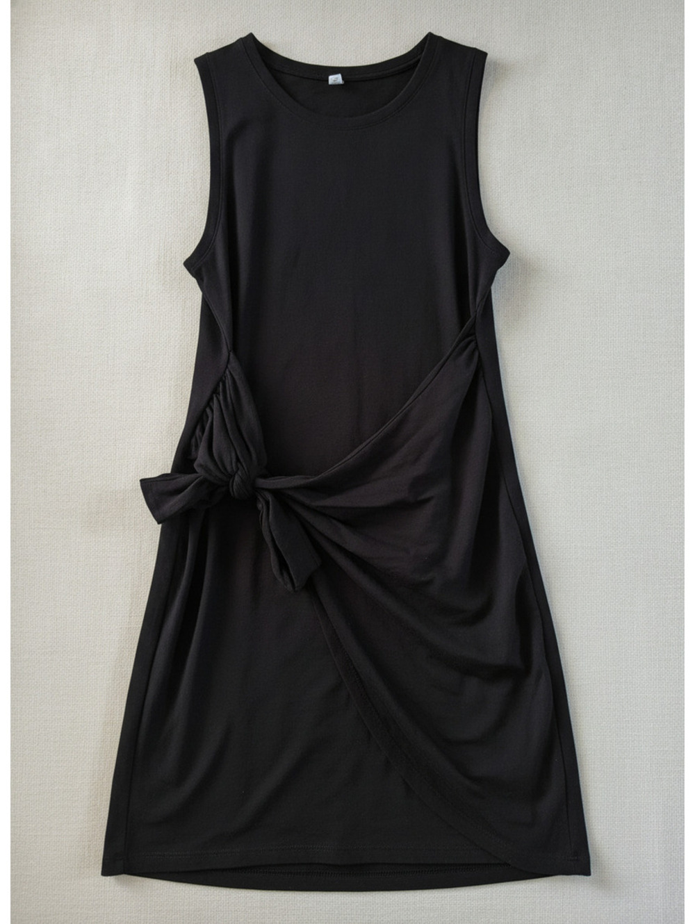 Black Sleeveless Dress with Side Tie Detail, Size Small, Casual Style